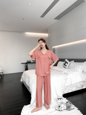 Đồ bộ ngủ Pyjama lụa tơ tằm tay ngắn quần dài TN33