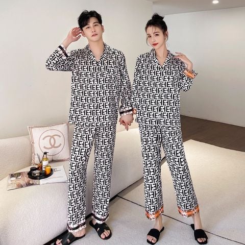 Đồ bộ ngủ Pyjama lụa tơ tằm tay dài quần dài couple DD61