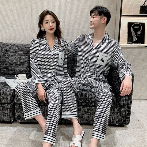 Đồ bộ ngủ Pyjama lụa tơ tằm tay dài quần dài couple DD63