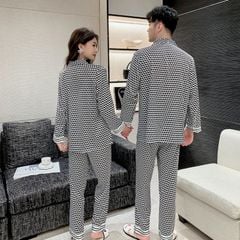 Đồ bộ ngủ Pyjama lụa tơ tằm tay dài quần dài couple DD63
