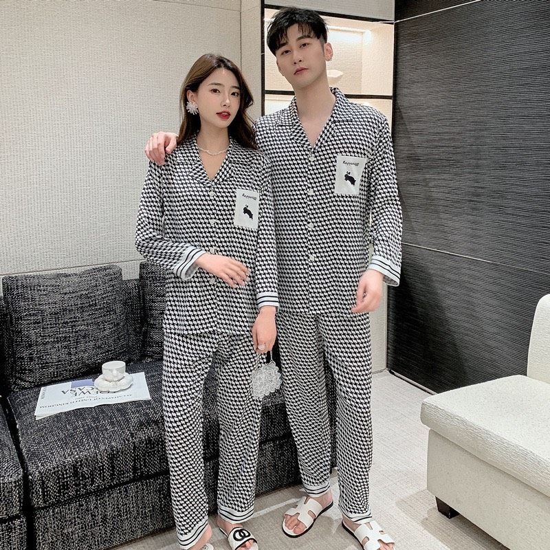 Đồ bộ ngủ Pyjama lụa tơ tằm tay dài quần dài couple DD63