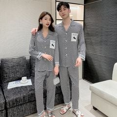 Đồ bộ ngủ Pyjama lụa tơ tằm tay dài quần dài couple DD63