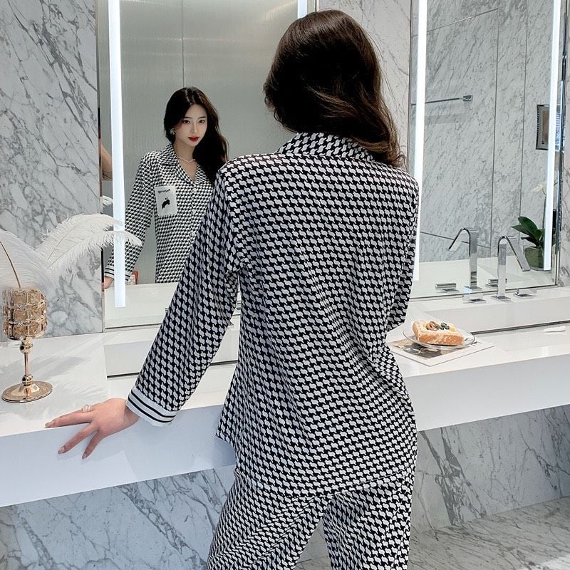 Đồ bộ ngủ Pyjama lụa tơ tằm tay dài quần dài couple DD63