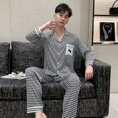 Đồ bộ ngủ Pyjama lụa tơ tằm tay dài quần dài couple DD63