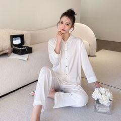 Đồ bộ ngủ Pyjama lụa tơ tằm tay dài quần dài couple DD65