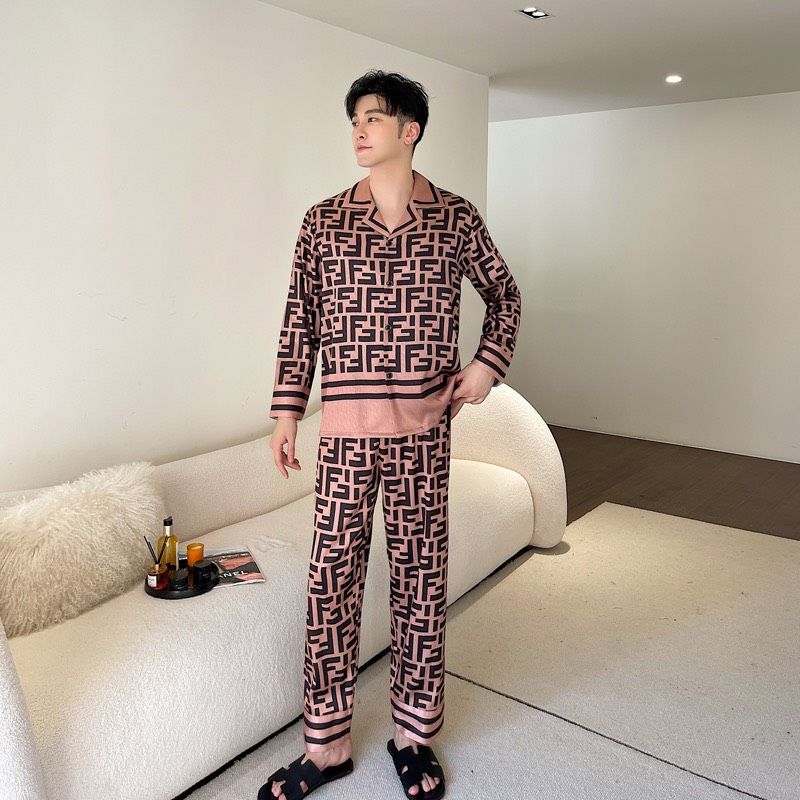 Đồ bộ ngủ Pyjama lụa vân xước tay dài quần dài couple DD66