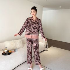 Đồ bộ ngủ Pyjama lụa vân xước tay dài quần dài couple DD66