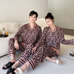 Đồ bộ ngủ Pyjama lụa vân xước tay dài quần dài couple DD66