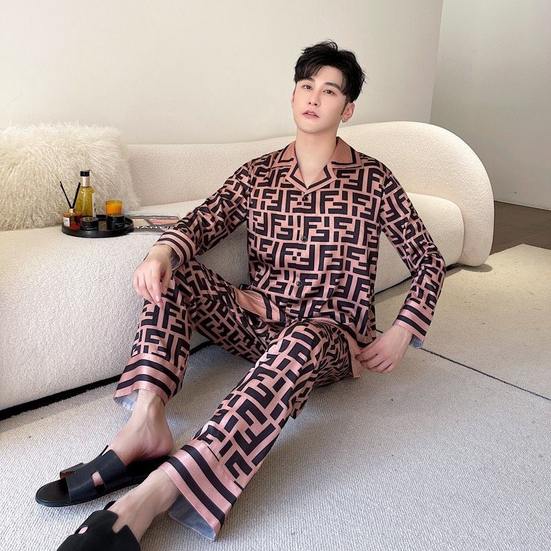 Đồ bộ ngủ Pyjama lụa vân xước tay dài quần dài couple DD66