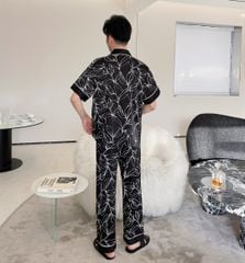 Đồ bộ ngủ Pyjama lụa tơ tằm tay ngắn quần dài couple CND01