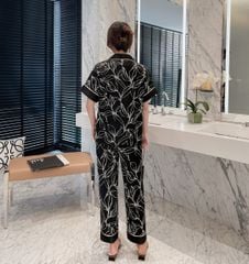 Đồ bộ ngủ Pyjama lụa tơ tằm tay ngắn quần dài couple CND01