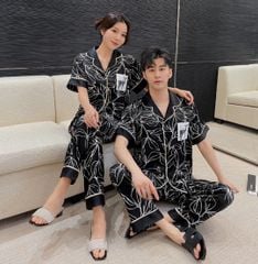 Đồ bộ ngủ Pyjama lụa tơ tằm tay ngắn quần dài couple CND01