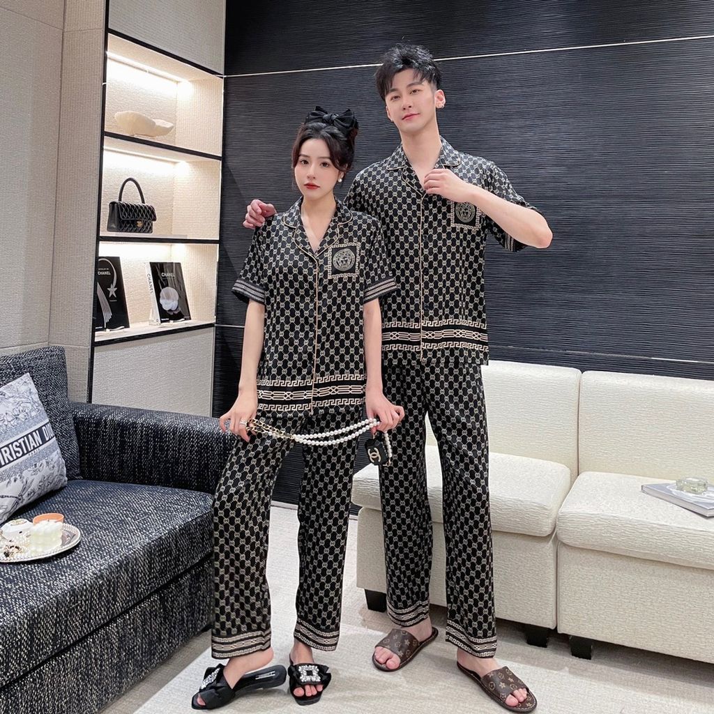 Đồ bộ Pijama lụa băng tay ngắn quần dài couple CND04