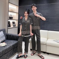 Đồ bộ Pijama lụa băng tay ngắn quần dài couple CND04