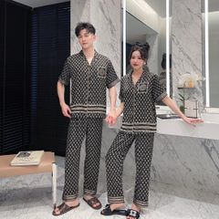 Đồ bộ Pijama lụa băng tay ngắn quần dài couple CND04