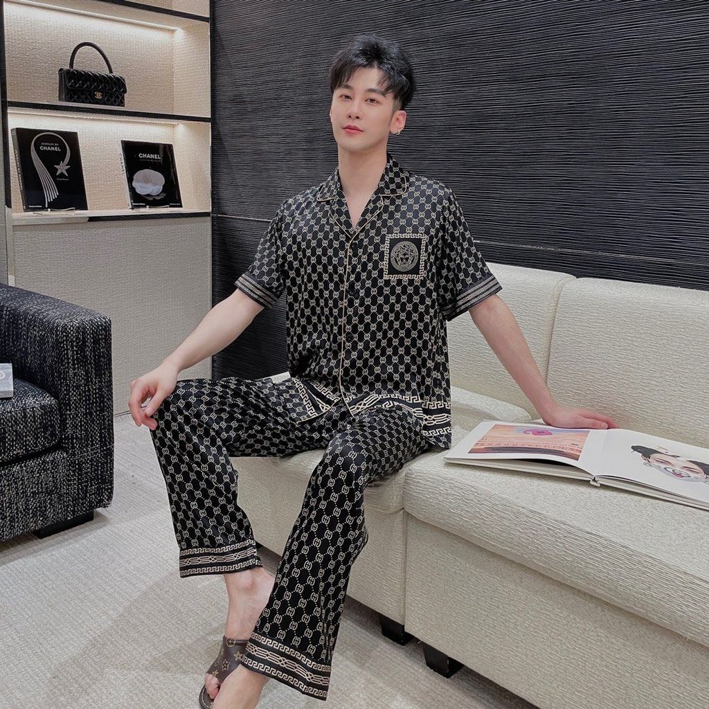 Đồ bộ Pijama lụa băng tay ngắn quần dài couple CND04