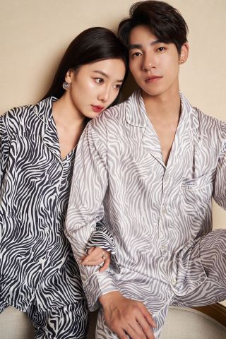 Đồ bộ ngủ Pyjama lụa băng tay dài quần dài couple DD08