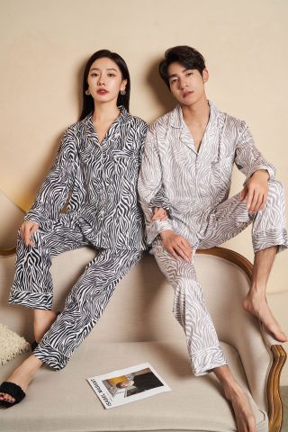 Đồ bộ ngủ Pyjama lụa băng tay dài quần dài couple DD08