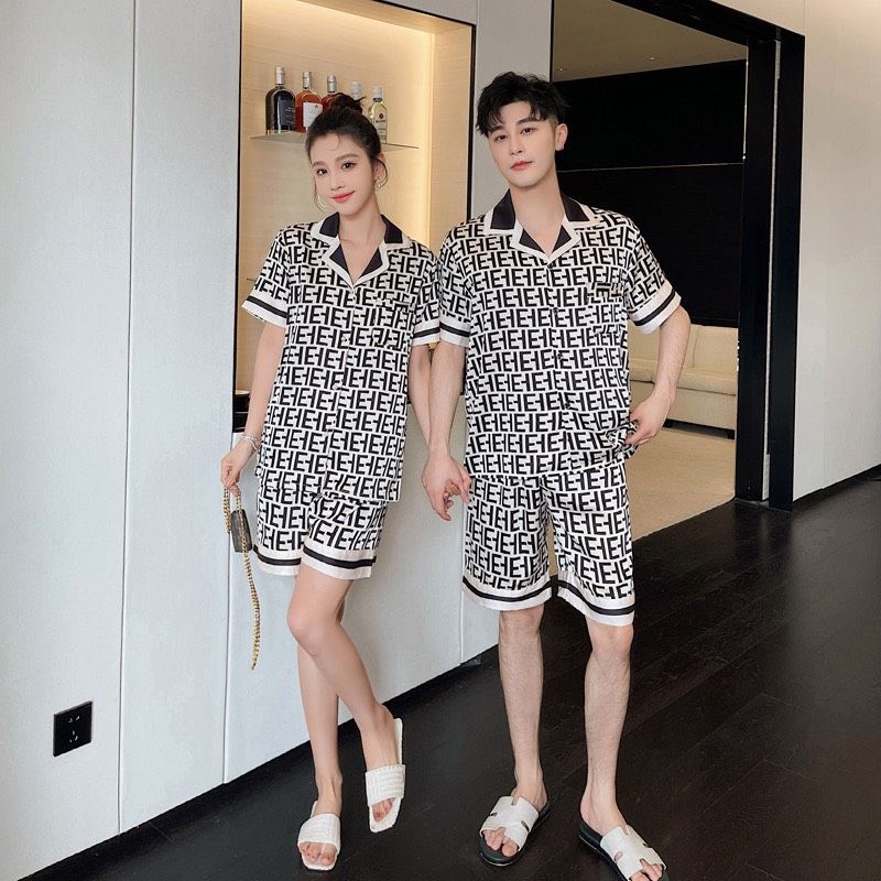 Đồ bộ ngủ Pyjama lụa băng tay ngắn quần ngắn couple CTN22