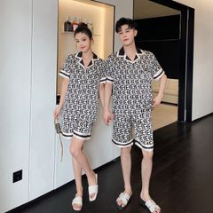 Đồ bộ ngủ Pyjama lụa băng tay ngắn quần ngắn couple CTN22