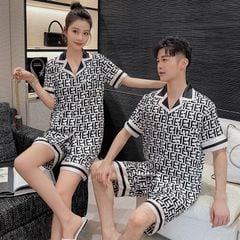 Đồ bộ ngủ Pyjama lụa băng tay ngắn quần ngắn couple CTN22