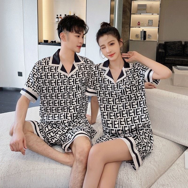 Đồ bộ ngủ Pyjama lụa băng tay ngắn quần ngắn couple CTN22