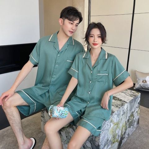 Đồ bộ ngủ Pyjama lụa băng tay ngắn quần ngắn couple CTN25