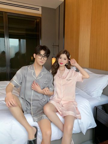 Đồ bộ ngủ Pyjama lụa băng tay ngắn quần ngắn couple CTN29