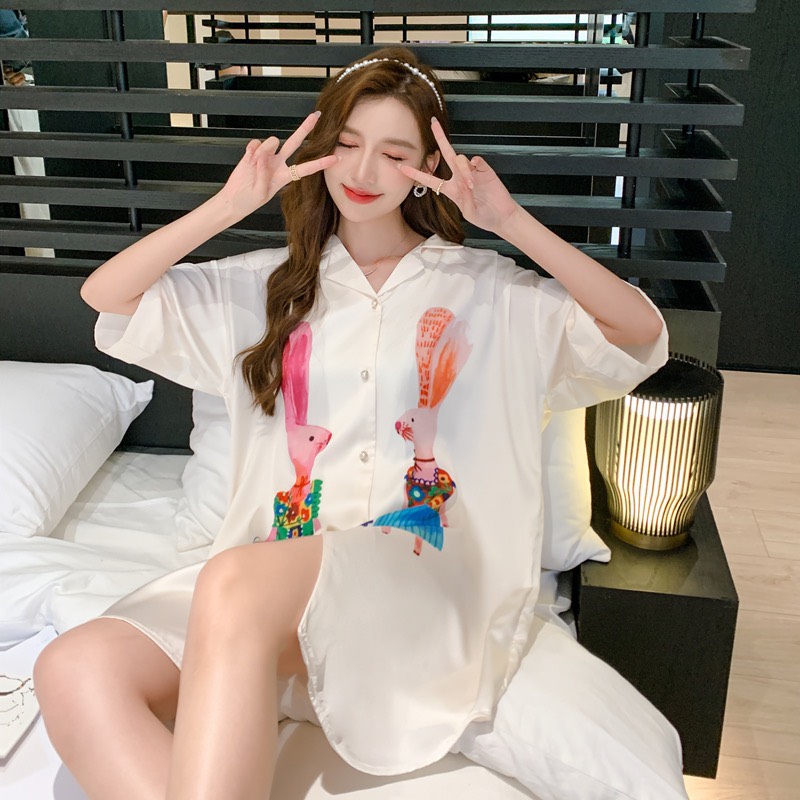 Váy Ngủ Ngắn Tay Vải Xô Hai Lớp Cotton Cho Nữ Xuân Hè Hàng Xuất Khẩu Váy  Ngủ Dài Vừa Đồ Ngủ Mặc Nhà Kiểu Nhật Rộng Rãi Cỡ Lớn  MixASale