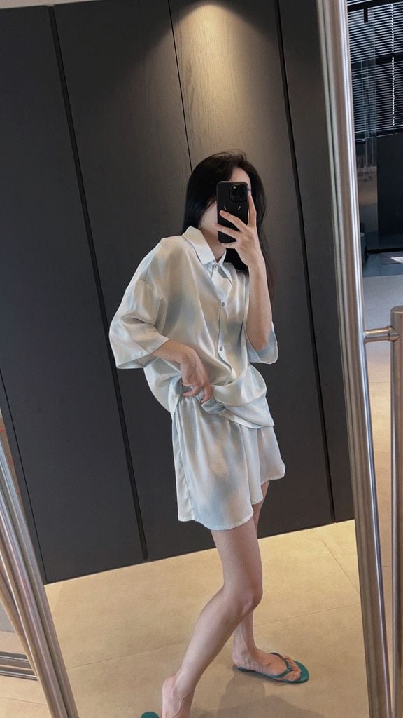 Đồ bộ ngủ Pyjama lụa băng tay ngắn quần ngắn NT21
