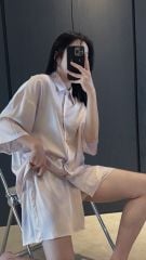 Đồ bộ ngủ Pyjama lụa băng tay ngắn quần ngắn NT21