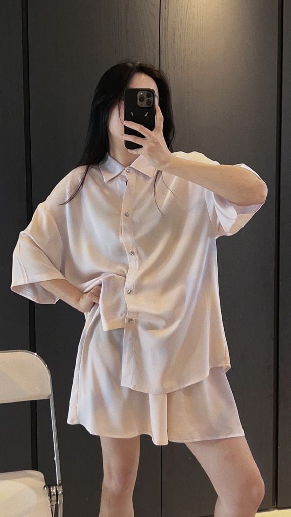 Đồ bộ ngủ Pyjama lụa băng tay ngắn quần ngắn NT21