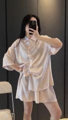 Đồ bộ ngủ Pyjama lụa băng tay ngắn quần ngắn NT21