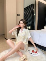 Đồ bộ ngủ Pyjama lụa băng tay ngắn quần ngắn NT29