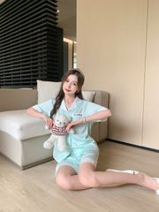 Đồ bộ ngủ Pyjama lụa băng tay ngắn quần ngắn NT29