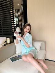 Đồ bộ ngủ Pyjama lụa băng tay ngắn quần ngắn NT29