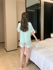 Đồ bộ ngủ Pyjama lụa băng tay ngắn quần ngắn NT29