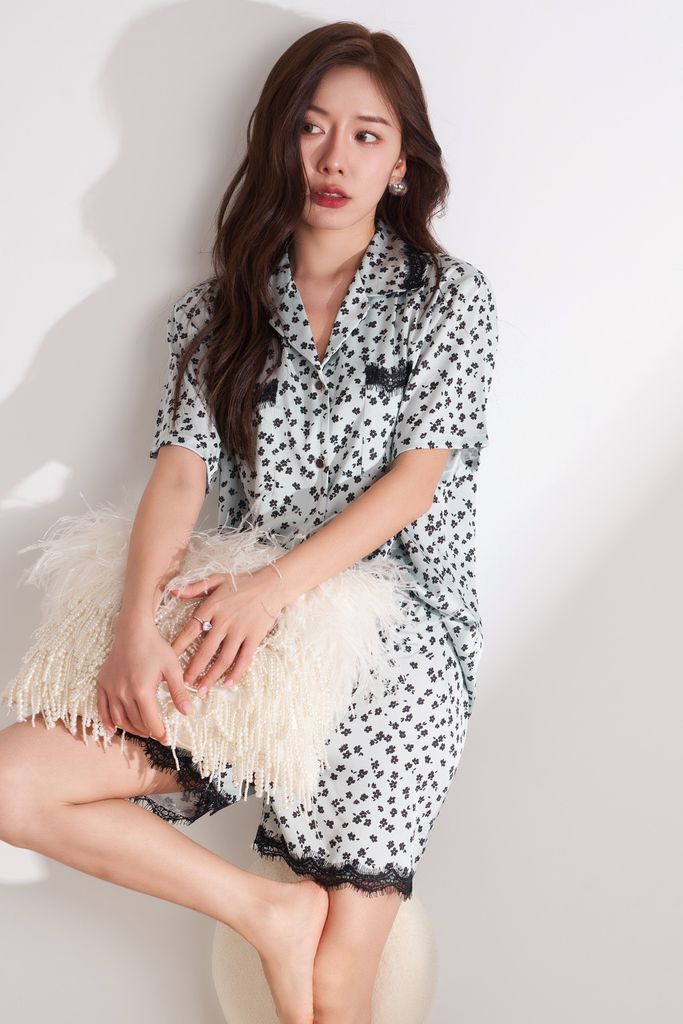 Đồ bộ ngủ Pyjama lụa băng tay ngắn quần ngắn NT30