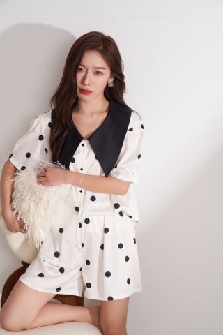 Đồ bộ ngủ Pyjama lụa băng tay ngắn quần ngắn NT32