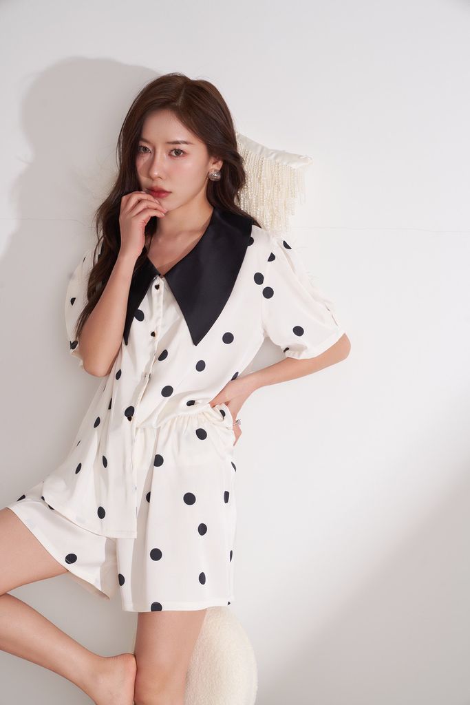 Đồ bộ ngủ Pyjama lụa băng tay ngắn quần ngắn NT32