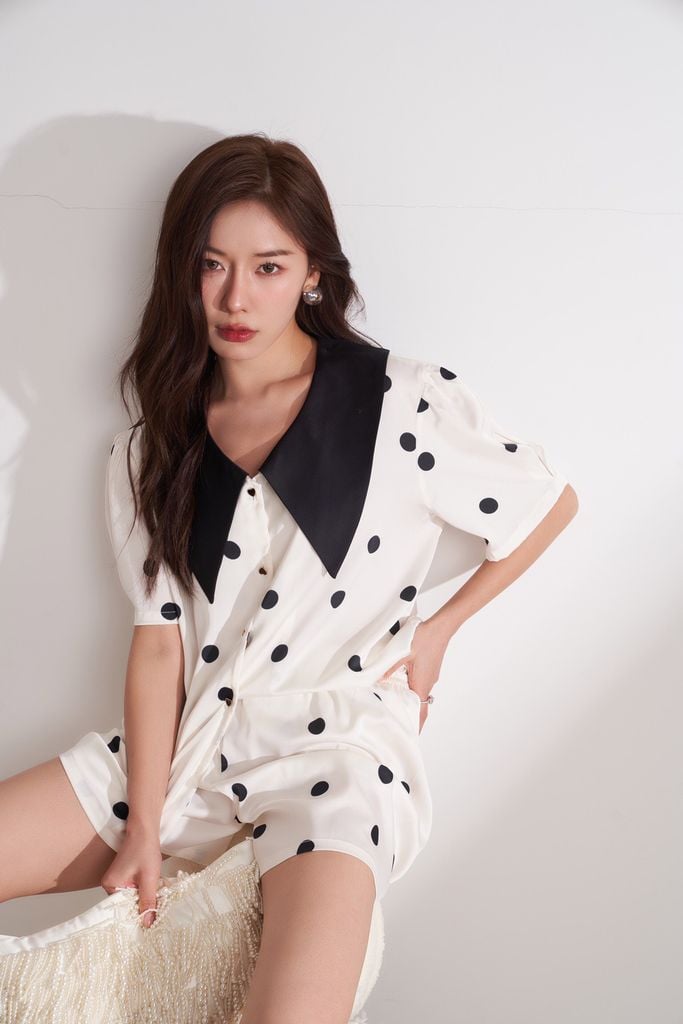 Đồ bộ ngủ Pyjama lụa băng tay ngắn quần ngắn NT32