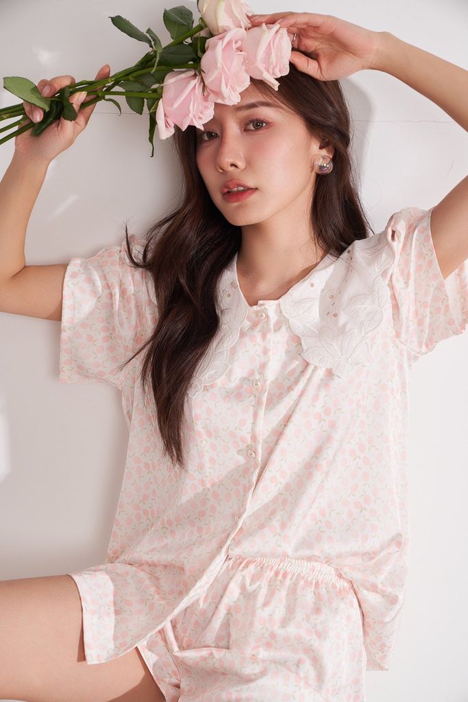 Đồ bộ ngủ Pyjama lụa băng tay ngắn quần ngắn NT33