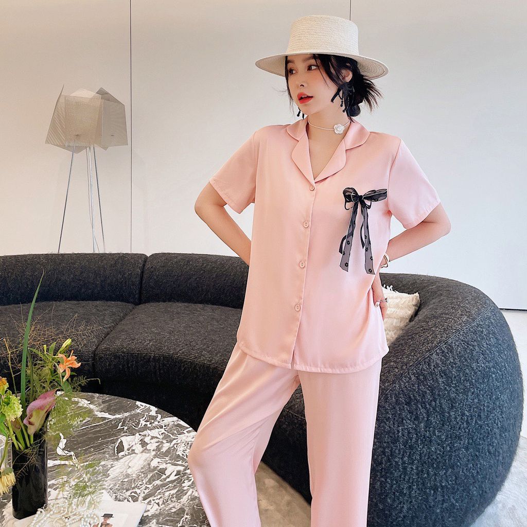 Đồ bộ Pijama lụa băng tay ngắn quần dài  TN56