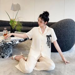 Đồ bộ Pijama lụa băng tay ngắn quần dài  TN56