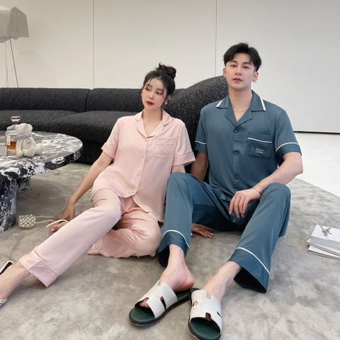 Đồ bộ Pijama lụa băng tay ngắn quần dài couple CND17