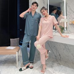 Đồ bộ Pijama lụa băng tay ngắn quần dài couple CND17