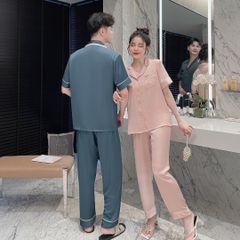Đồ bộ Pijama lụa băng tay ngắn quần dài couple CND17