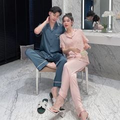 Đồ bộ Pijama lụa băng tay ngắn quần dài couple CND17