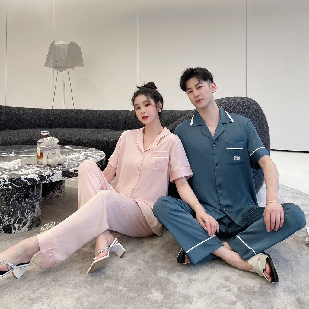 Đồ bộ Pijama lụa băng tay ngắn quần dài couple CND17
