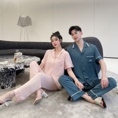 Đồ bộ Pijama lụa băng tay ngắn quần dài couple CND17